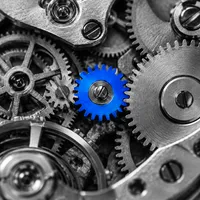 Clockwork with one blue gear