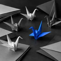 Origami cranes, one blue